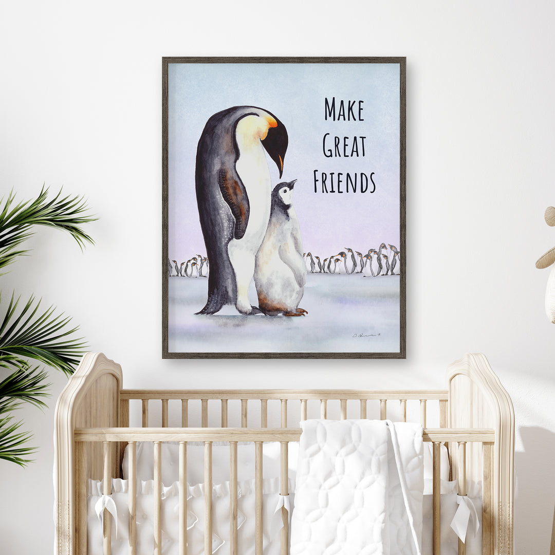 Make Great Friends | Dad and Baby Penguin Wall Art - Tiny Toes Design