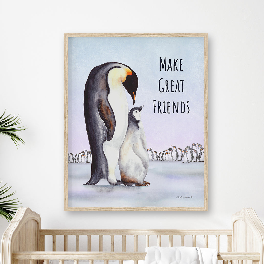 Make Great Friends | Dad and Baby Penguin Wall Art - Tiny Toes Design