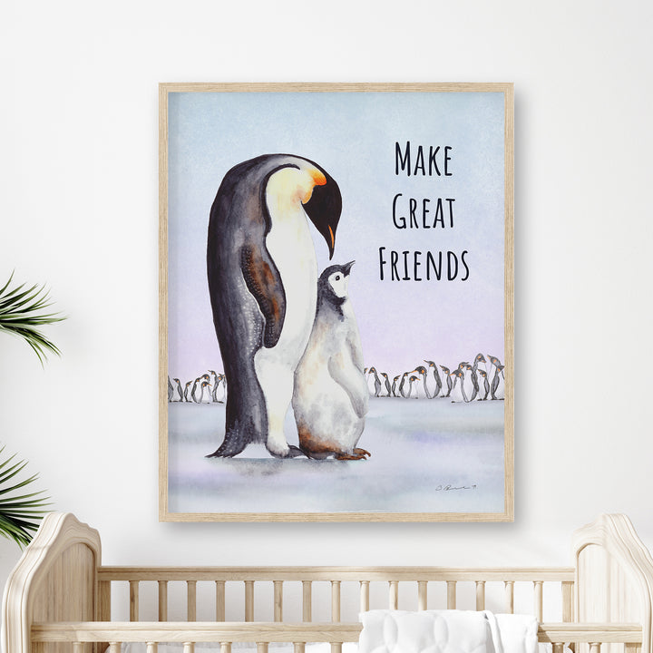 Make Great Friends | Dad and Baby Penguin Wall Art - Tiny Toes Design
