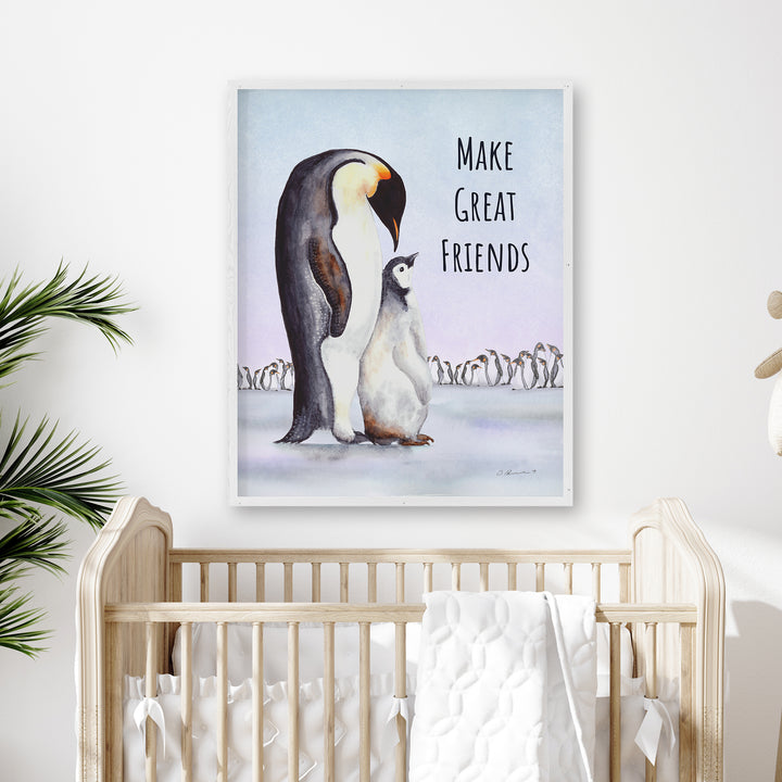 Make Great Friends | Dad and Baby Penguin Wall Art - Tiny Toes Design