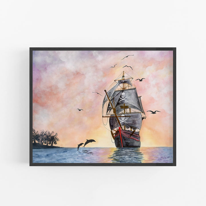 Pirate Ship Kid's Decor - Horizontal Orientation - Tiny Toes Design