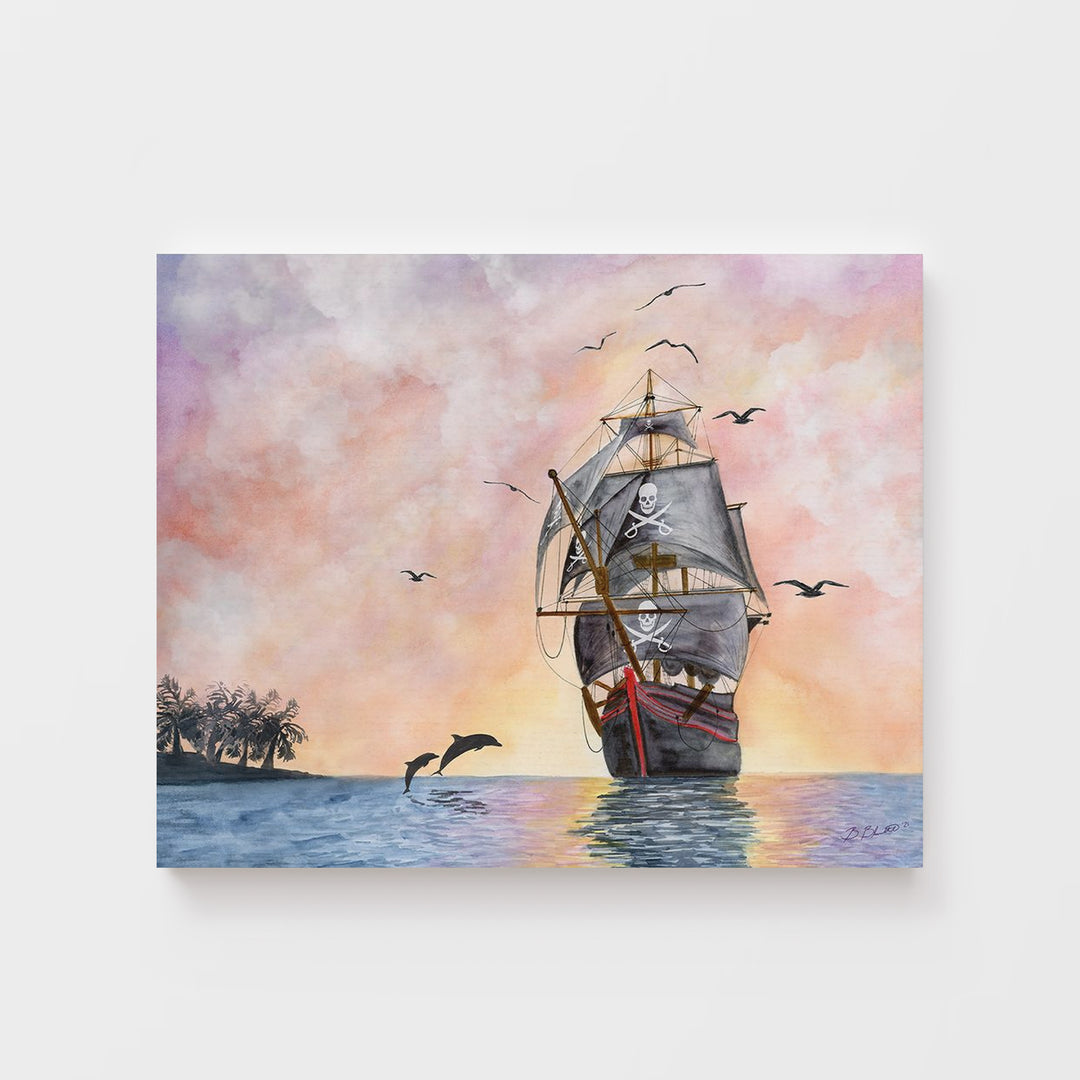 Pirate Ship Kid's Decor - Horizontal Orientation - Tiny Toes Design