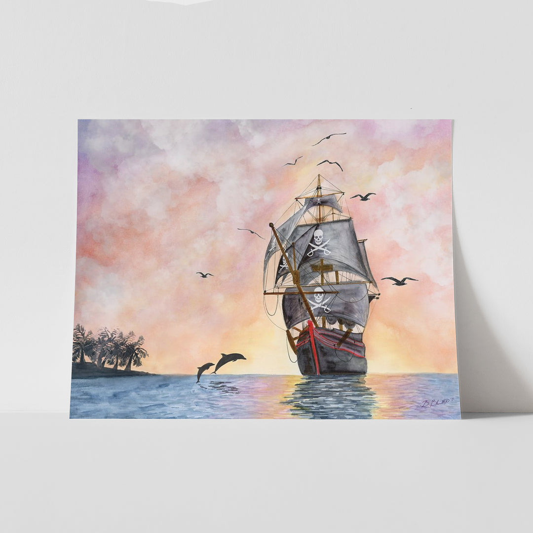 Pirate Ship Kid's Decor - Horizontal Orientation - Tiny Toes Design