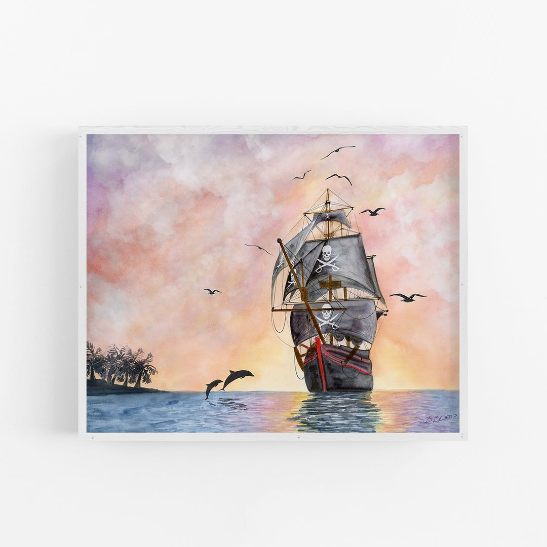 Pirate Ship Kid's Decor - Horizontal Orientation - Tiny Toes Design