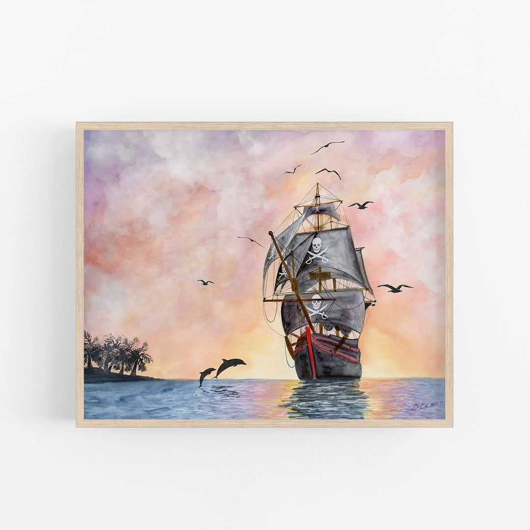 Pirate Ship Kid's Decor - Horizontal Orientation - Tiny Toes Design
