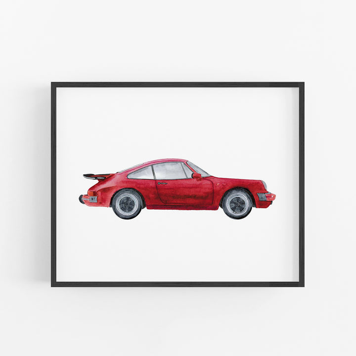 Red Sports Car "Porsche" Art Print - Tiny Toes Design