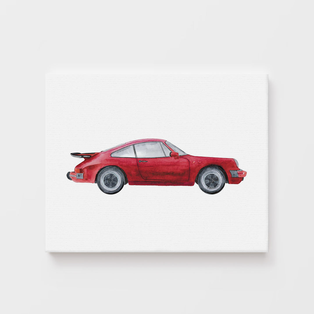 Red Sports Car "Porsche" Art Print - Tiny Toes Design