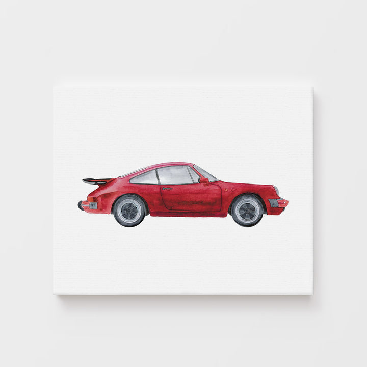 Red Sports Car "Porsche" Art Print - Tiny Toes Design