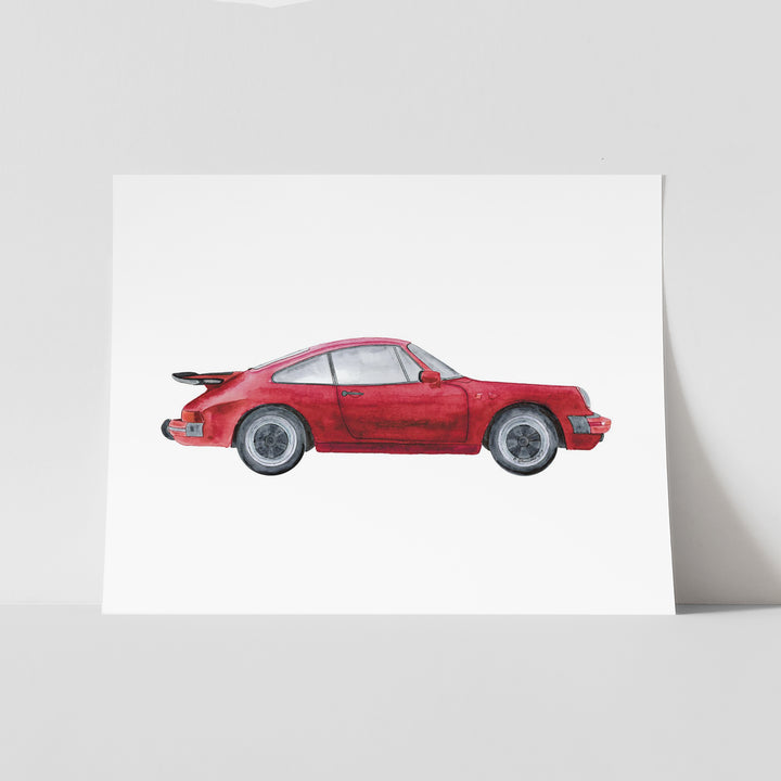 Red Sports Car "Porsche" Art Print - Tiny Toes Design