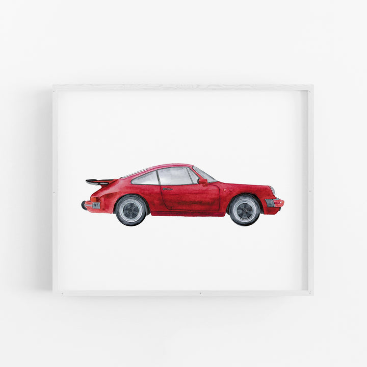 Red Sports Car "Porsche" Art Print - Tiny Toes Design