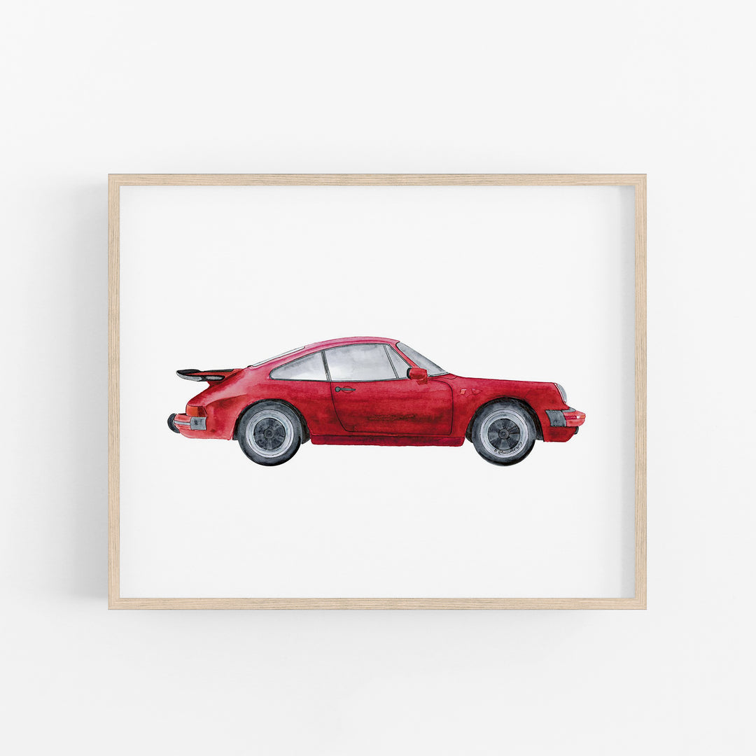 Red Sports Car "Porsche" Art Print - Tiny Toes Design