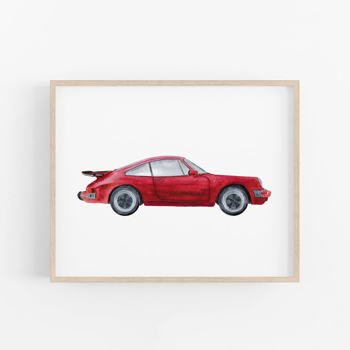 Red Sports Car "Porsche" Art Print - Tiny Toes Design