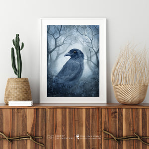 Raven in the Forest Art Print