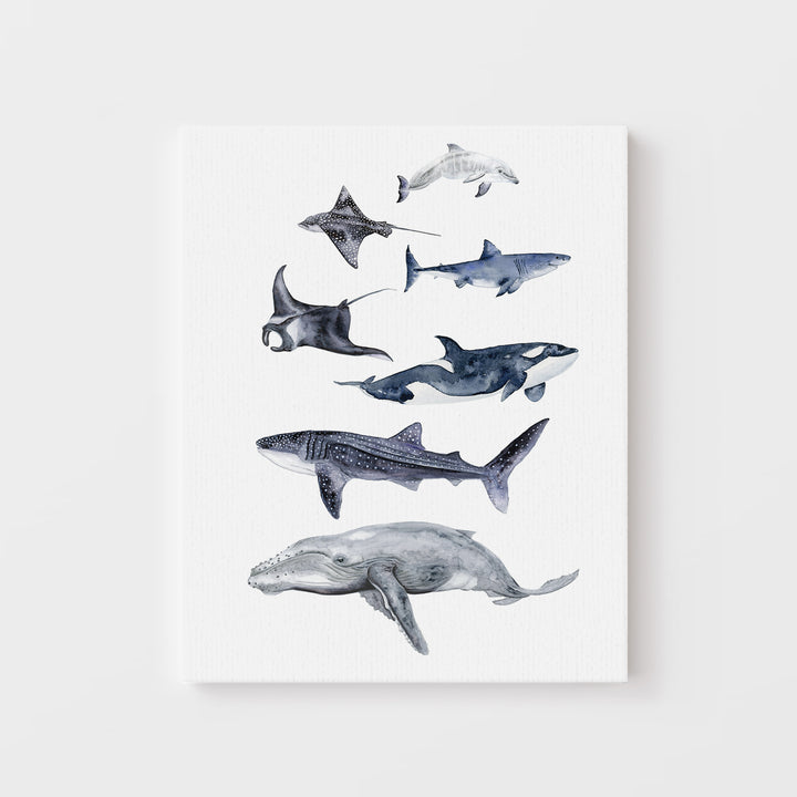 Sea Life Watercolor Art Print - Tiny Toes Design