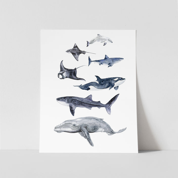 Sea Life Watercolor Art Print - Tiny Toes Design