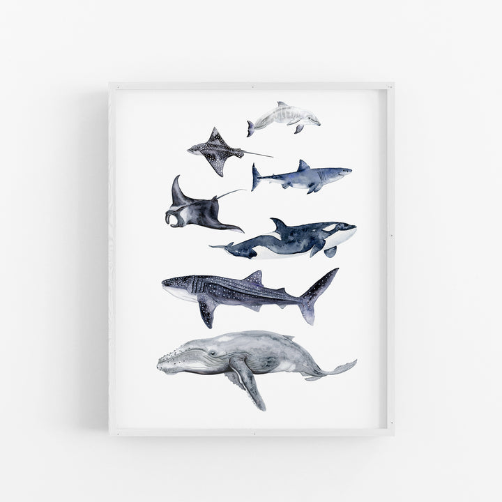 Sea Life Watercolor Art Print - Tiny Toes Design