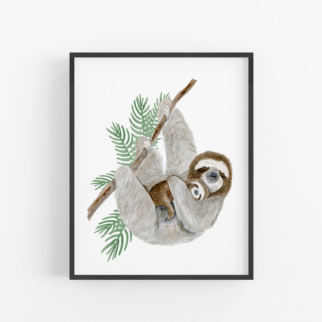 Mom and Baby Sloth Nursery Decor - Tiny Toes Design