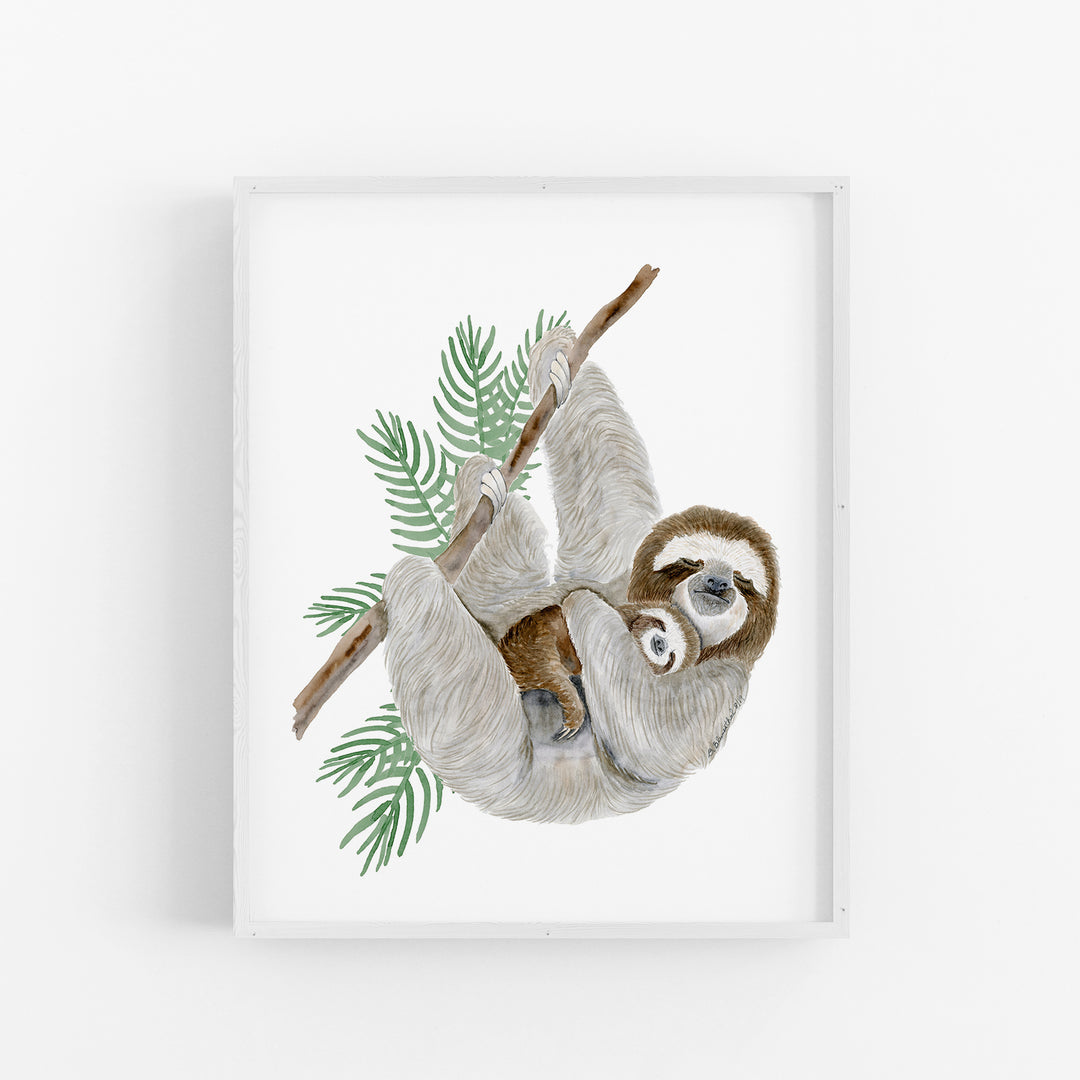 Mom and Baby Sloth Nursery Decor - Tiny Toes Design
