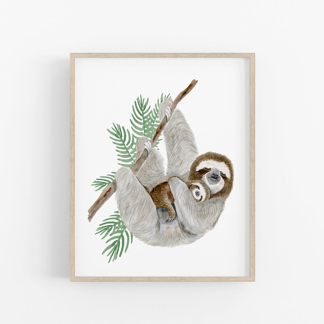 Mom and Baby Sloth Nursery Decor - Tiny Toes Design