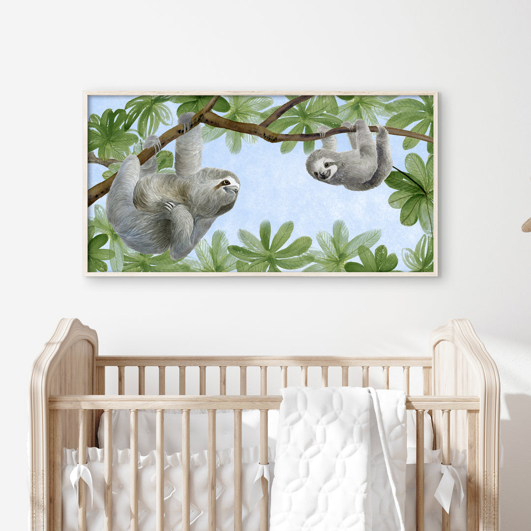 Mom and Baby Sloth Watercolor Print