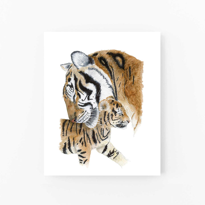Mom and Baby Tiger Watercolor Nursery Art - Tiny Toes Design