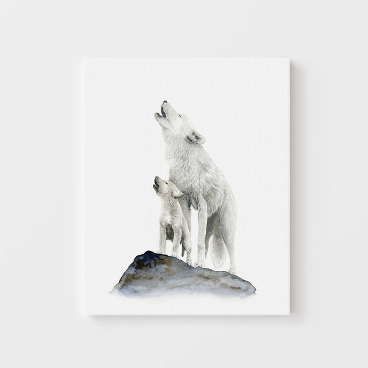 Mom and Baby Howling Wolf Art Print - Tiny Toes Design