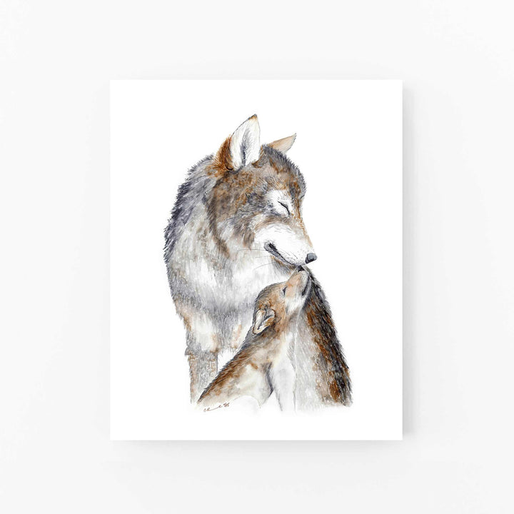 Mom and Baby Wolf Nursery Art - Tiny Toes Design