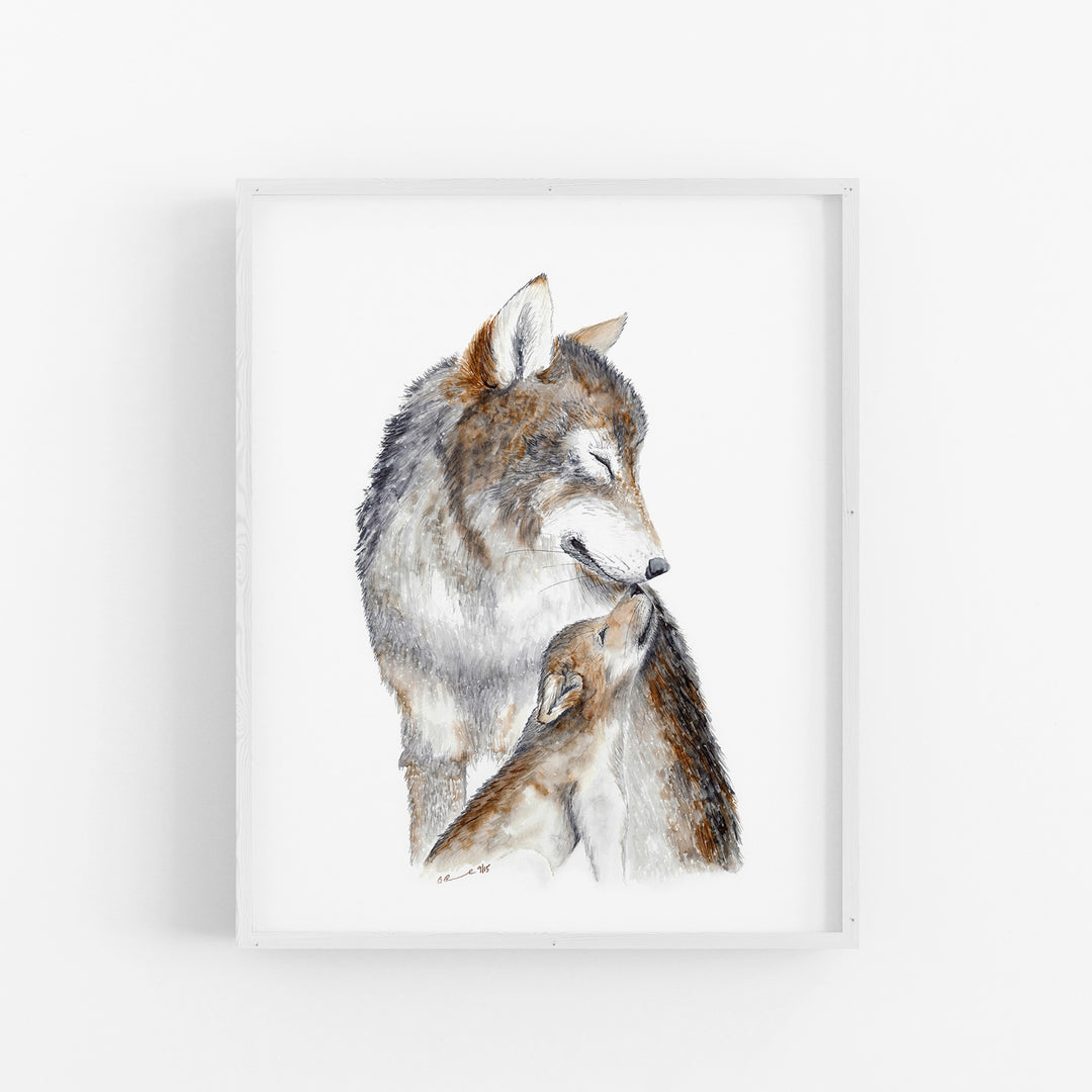 Mom and Baby Wolf Nursery Art - Tiny Toes Design