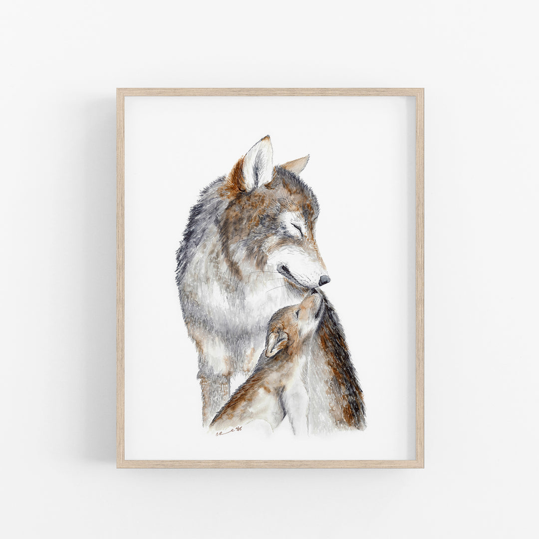 Mom and Baby Wolf Nursery Art - Tiny Toes Design