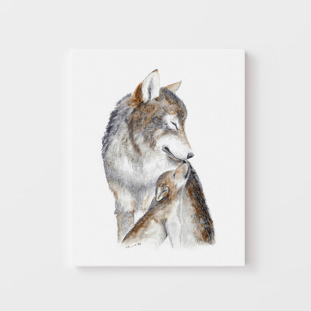 Mom and Baby Wolf Nursery Art - Tiny Toes Design