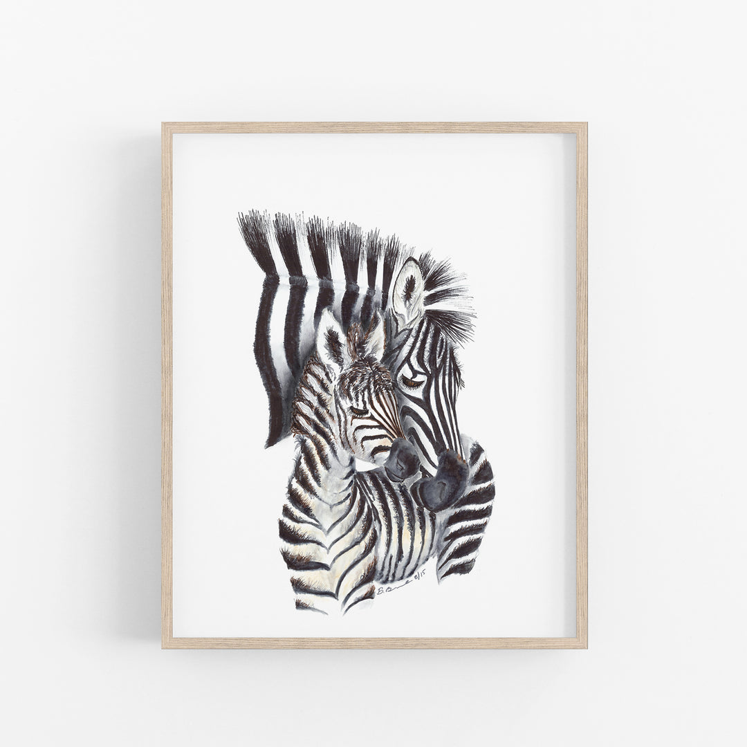 Mom and Baby Zebras Nursery Decor - Tiny Toes Design