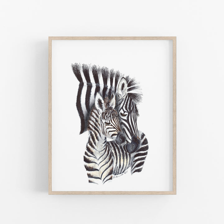 Mom and Baby Zebras Nursery Decor - Tiny Toes Design