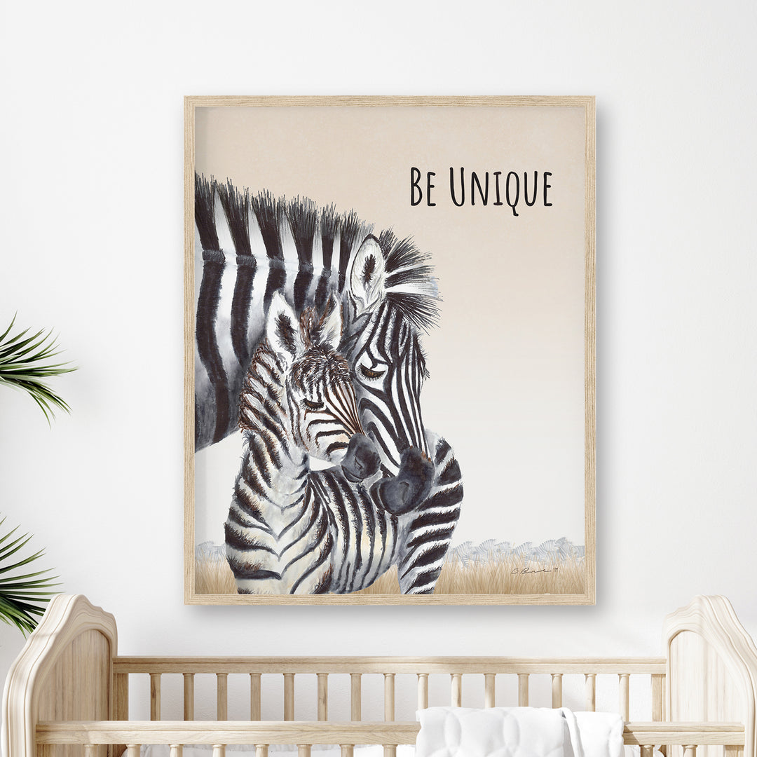 Be Unique: Mom and Baby Zebra Wall Art - Tiny Toes Design