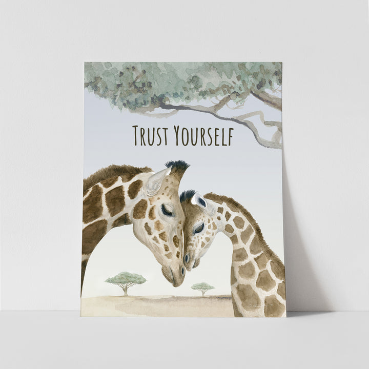 Trust Yourself | Mom and Baby Giraffe Wall Art - Tiny Toes Design