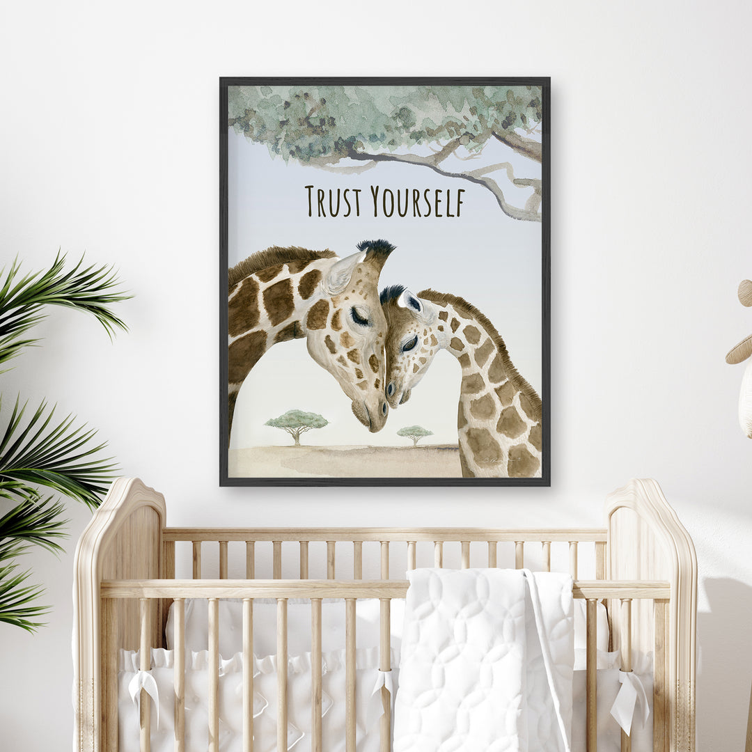 Trust Yourself | Mom and Baby Giraffe Wall Art - Tiny Toes Design