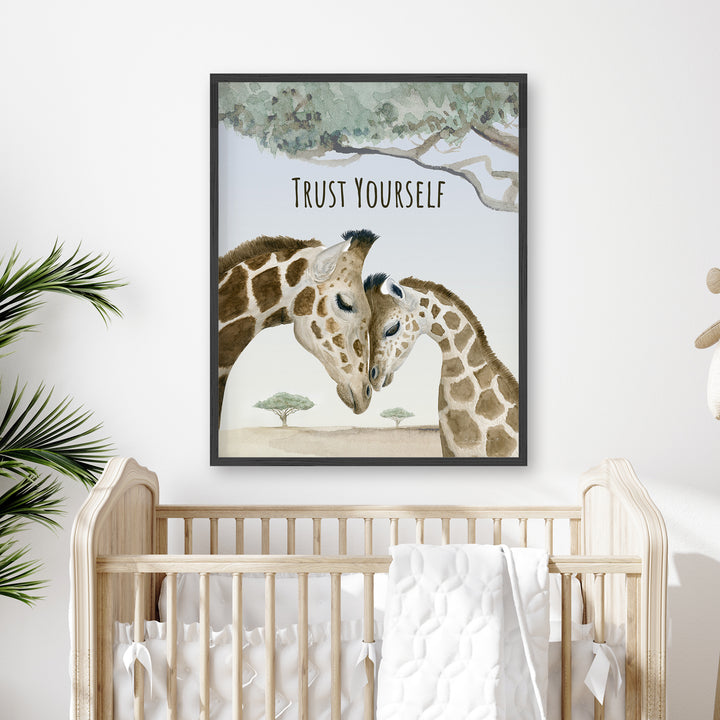 Trust Yourself | Mom and Baby Giraffe Wall Art - Tiny Toes Design