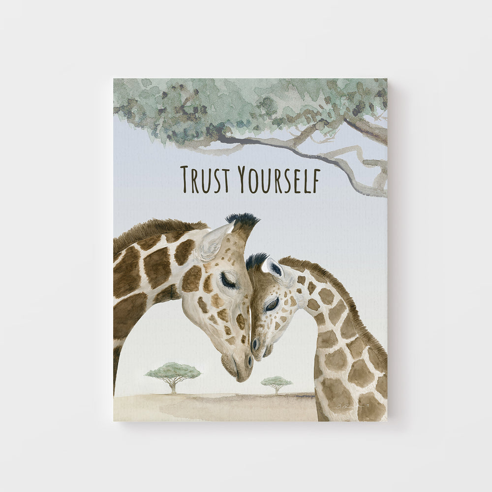 Trust Yourself | Mom and Baby Giraffe Wall Art - Tiny Toes Design