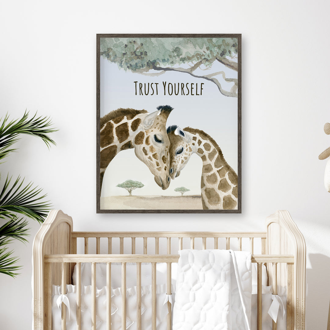 Trust Yourself | Mom and Baby Giraffe Wall Art - Tiny Toes Design