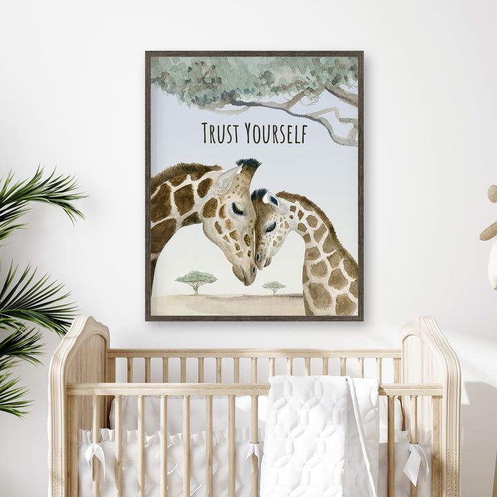 Trust Yourself | Mom and Baby Giraffe Wall Art - Tiny Toes Design
