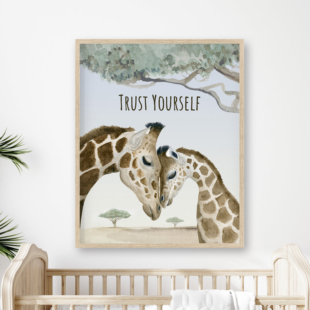 Trust Yourself | Mom and Baby Giraffe Wall Art - Tiny Toes Design