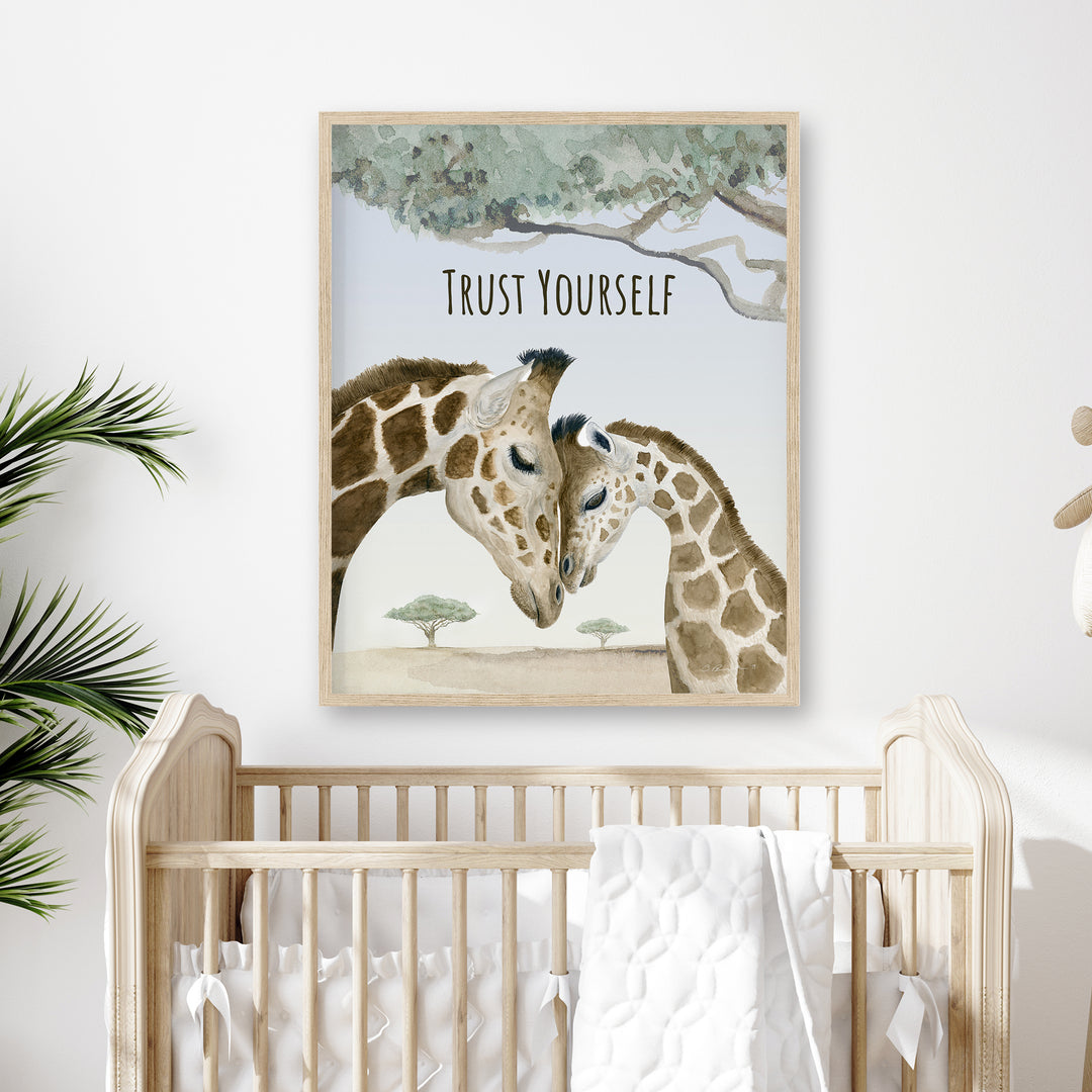 Trust Yourself | Mom and Baby Giraffe Wall Art - Tiny Toes Design