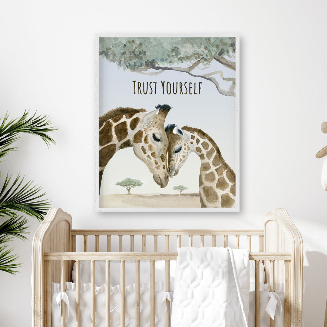 Trust Yourself | Mom and Baby Giraffe Wall Art - Tiny Toes Design