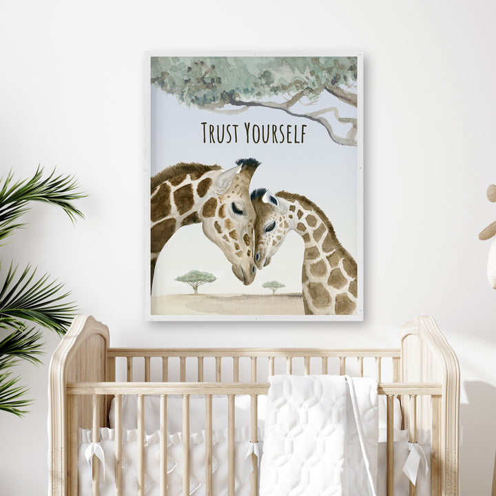 Trust Yourself | Mom and Baby Giraffe Wall Art - Tiny Toes Design