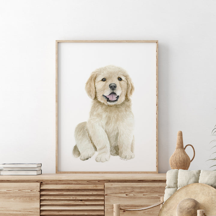 Golden Retriever Puppy Watercolor - Nursery Print - Tiny Toes Design