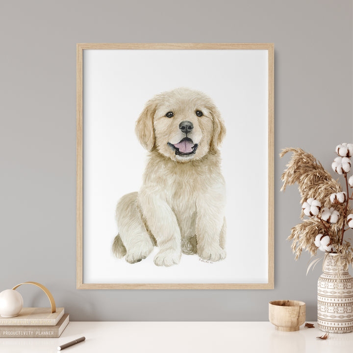 Golden Retriever Puppy Watercolor - Nursery Print - Tiny Toes Design