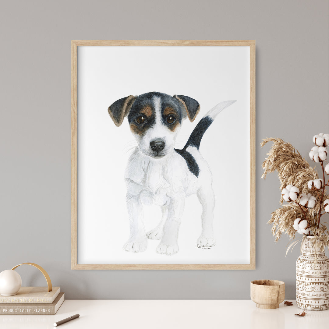 Jack Russell Terrier Puppy Watercolor - Nursery Print - Tiny Toes Design