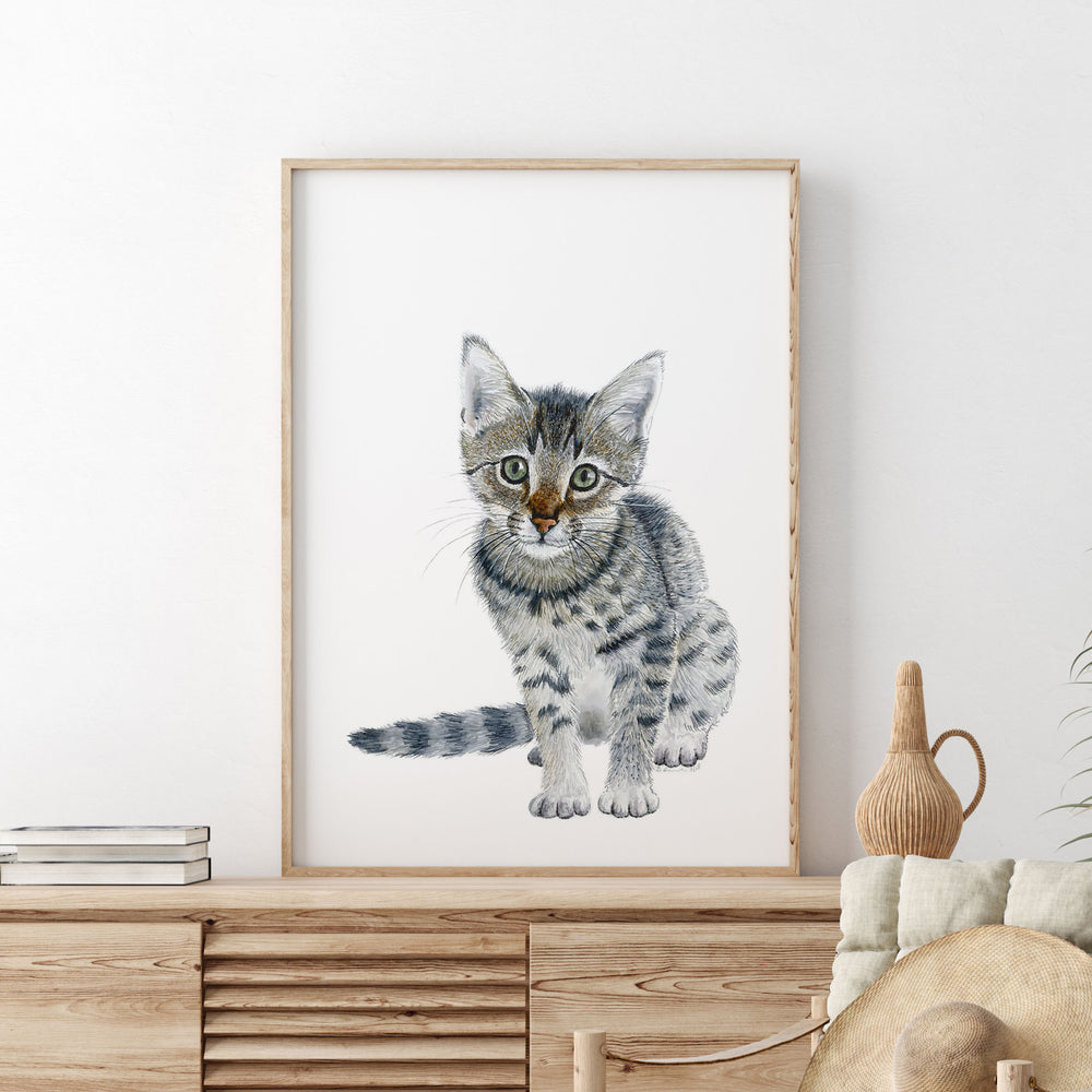 Kitten Illustration - Baby Animal Nursery Print - Tiny Toes Design