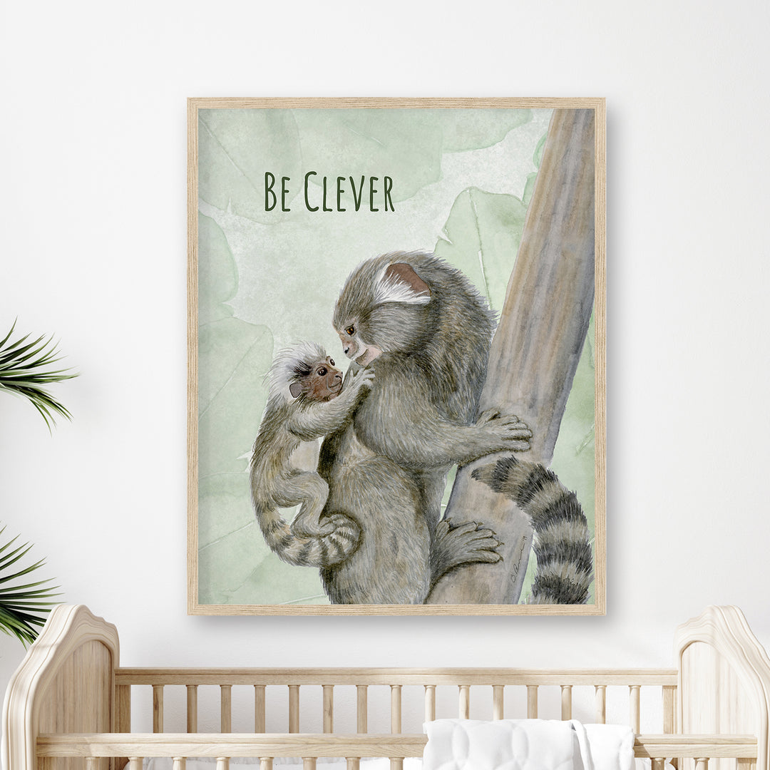 Be Clever: Mom and Baby Marmoset Wall Art - Tiny Toes Design