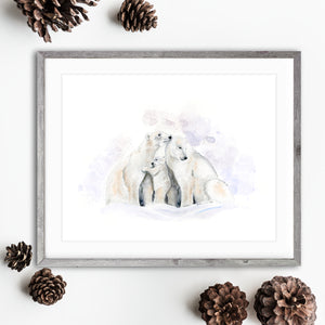 Polar Bear Family Watercolor