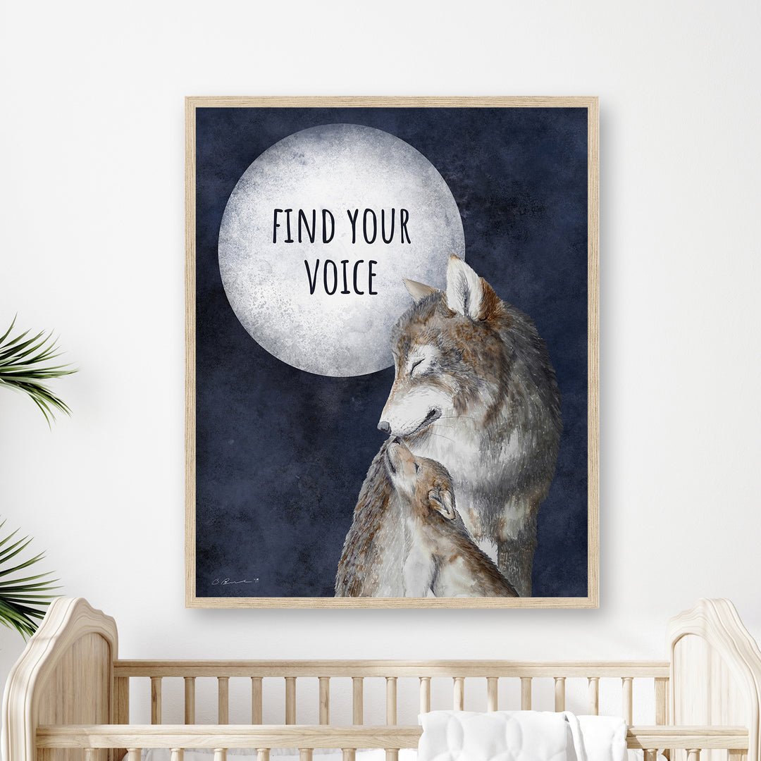 Find Your Voice: Mom and Baby Wolf Wall Art - Tiny Toes Design